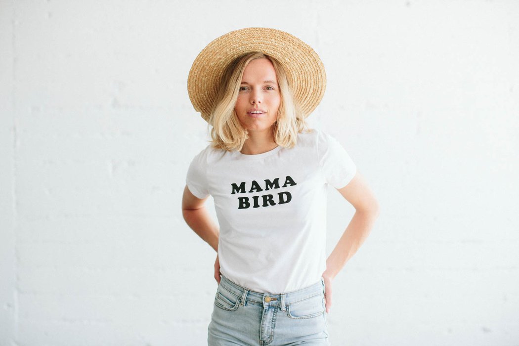 mama bird tee shirt blanc